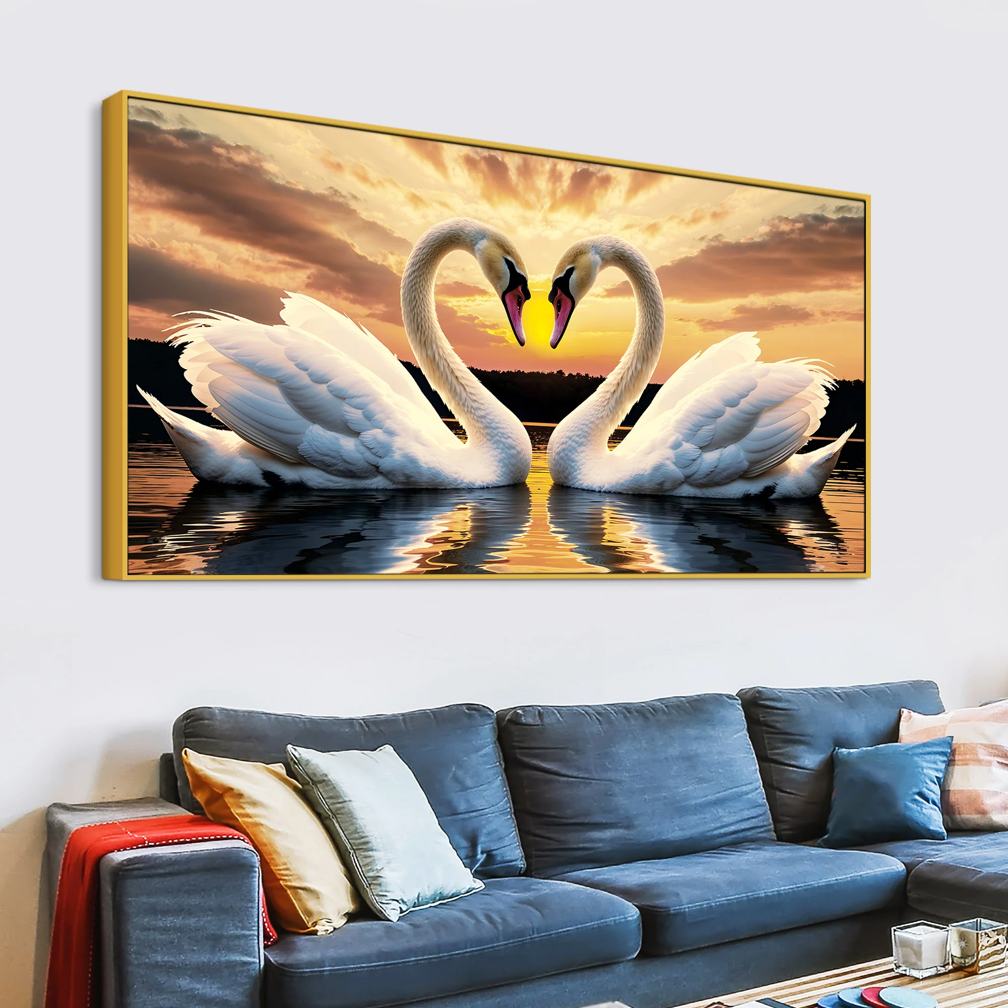 Beautiful Swan Pair Wall Painting for Home & Bedroom Décor - Image 5
