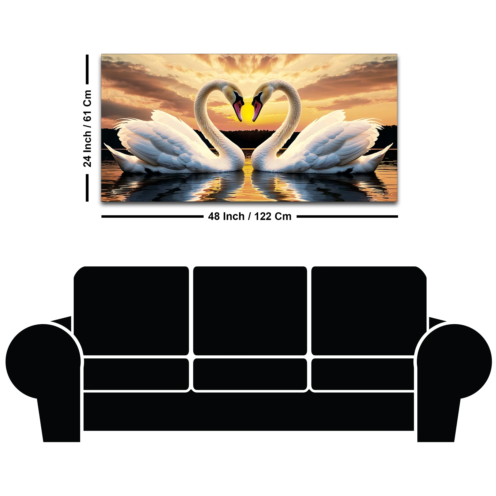 Beautiful Swan Pair Wall Painting for Home & Bedroom Décor - Image 8