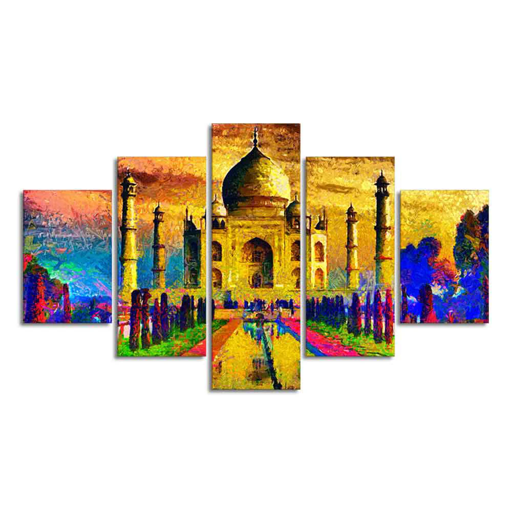 Beautiful Taj Mahal Canvas Wall Painting Set of Five - Image 4