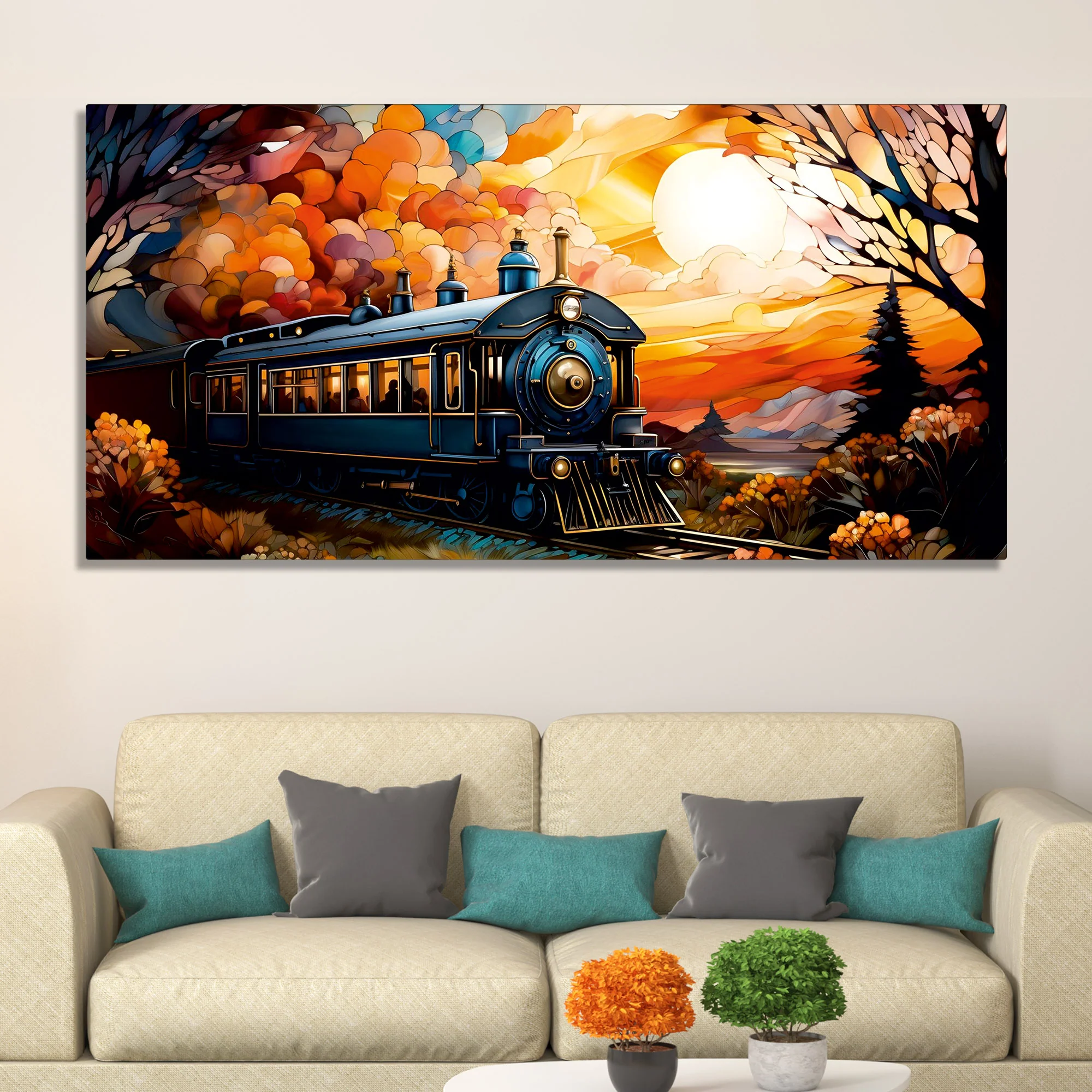 Beautiful Train View Premium Canvas Wall Painting - Image 3