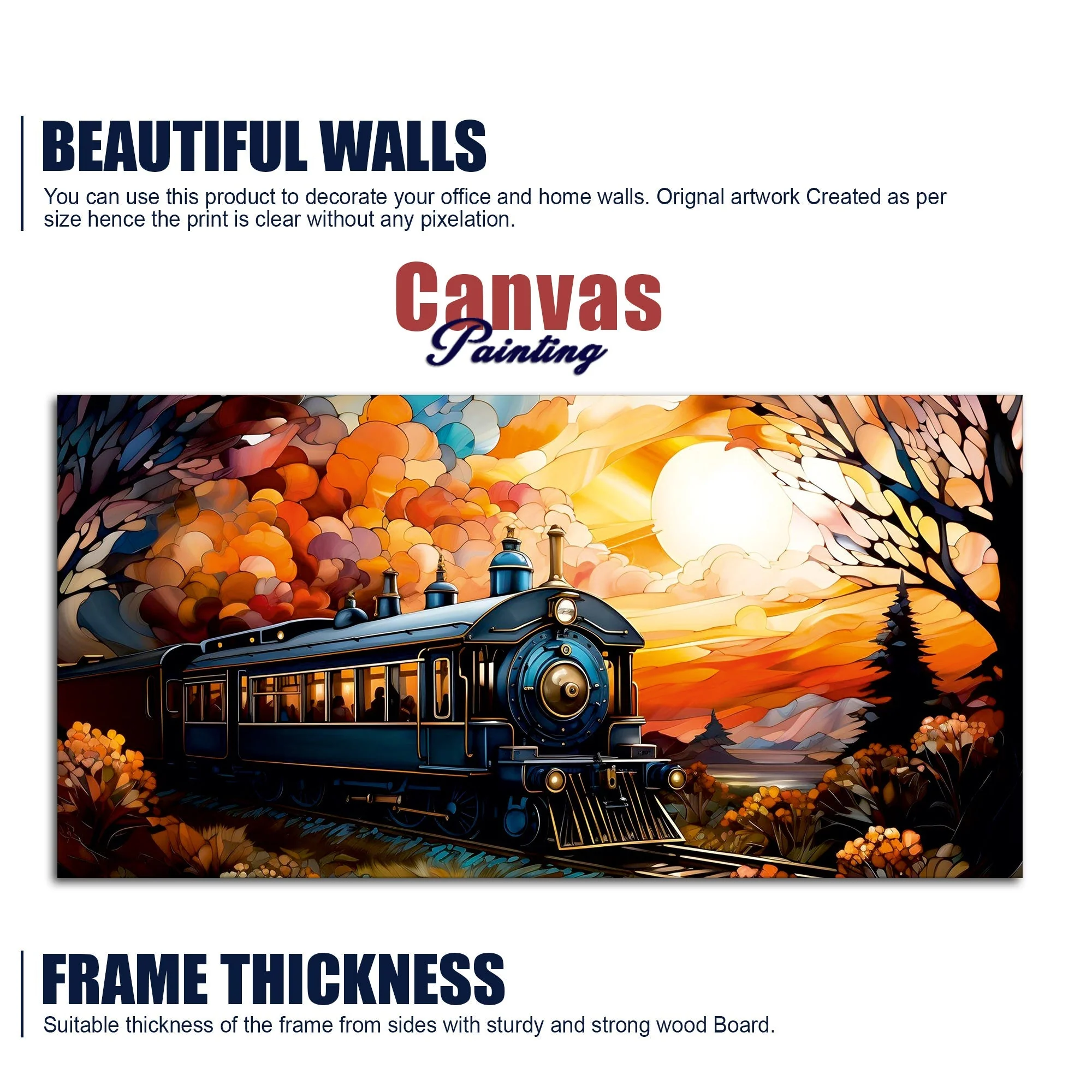 Beautiful Train View Premium Canvas Wall Painting - Image 6