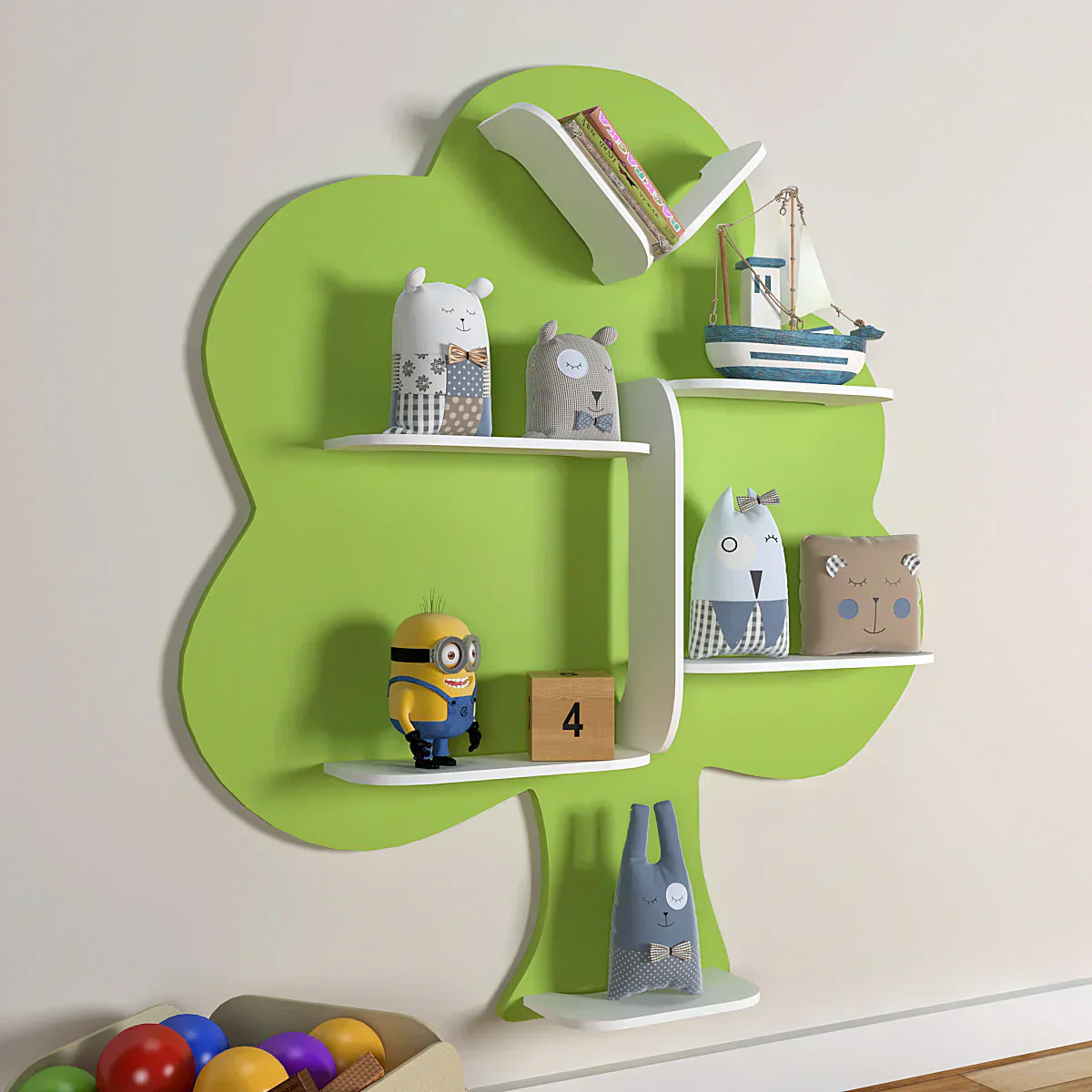 Beautiful Tree Bookshelf Wooden Wall Shelf for Kids - Image 2