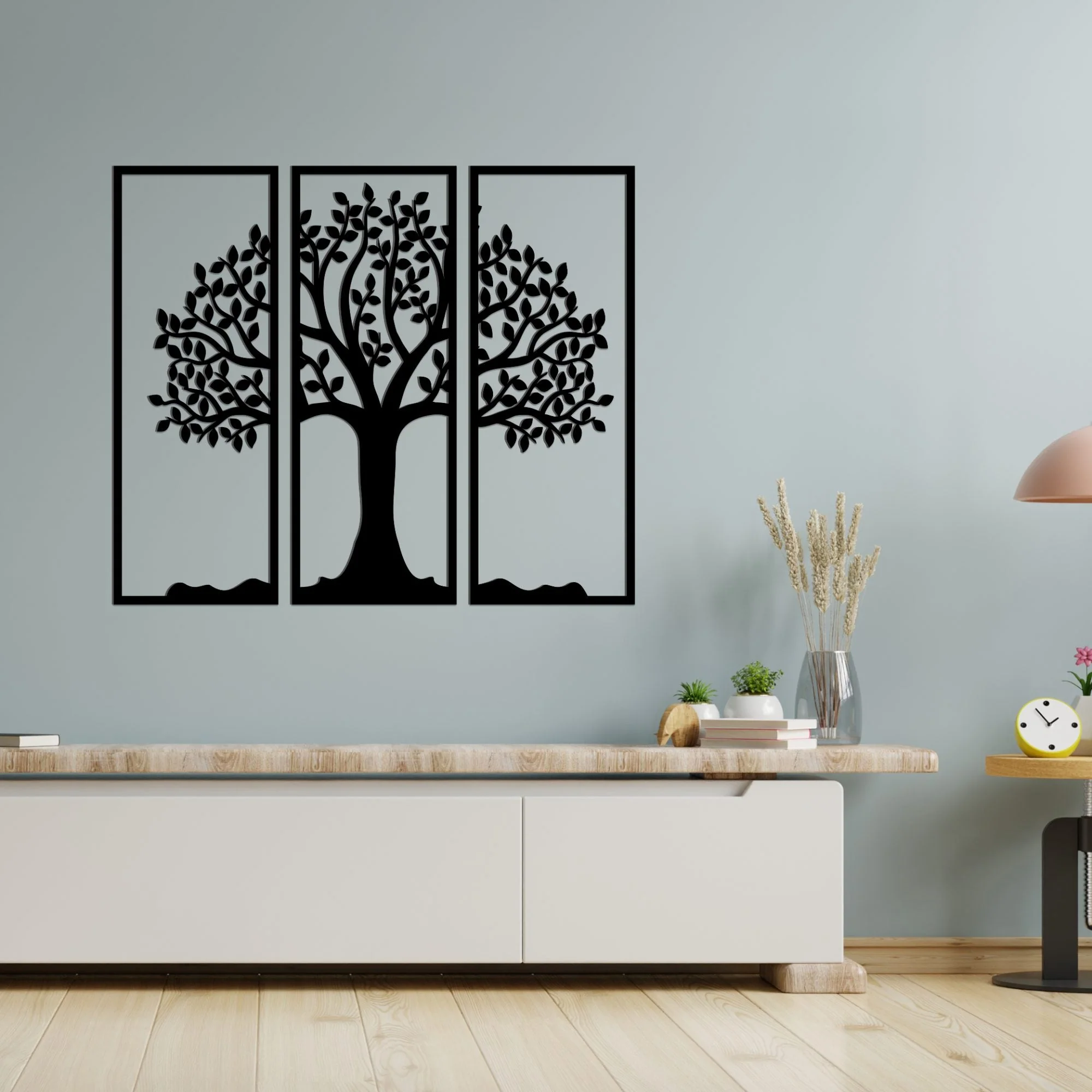 Beautiful Tree Design in 3 Pieces Premium Quality Wooden Wall Hanging - Image 2