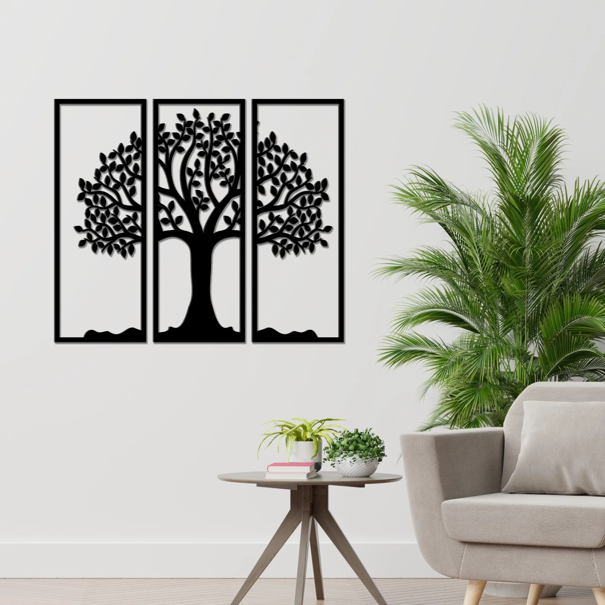 Beautiful Tree Design in 3 Pieces Premium Quality Wooden Wall Hanging - Image 4