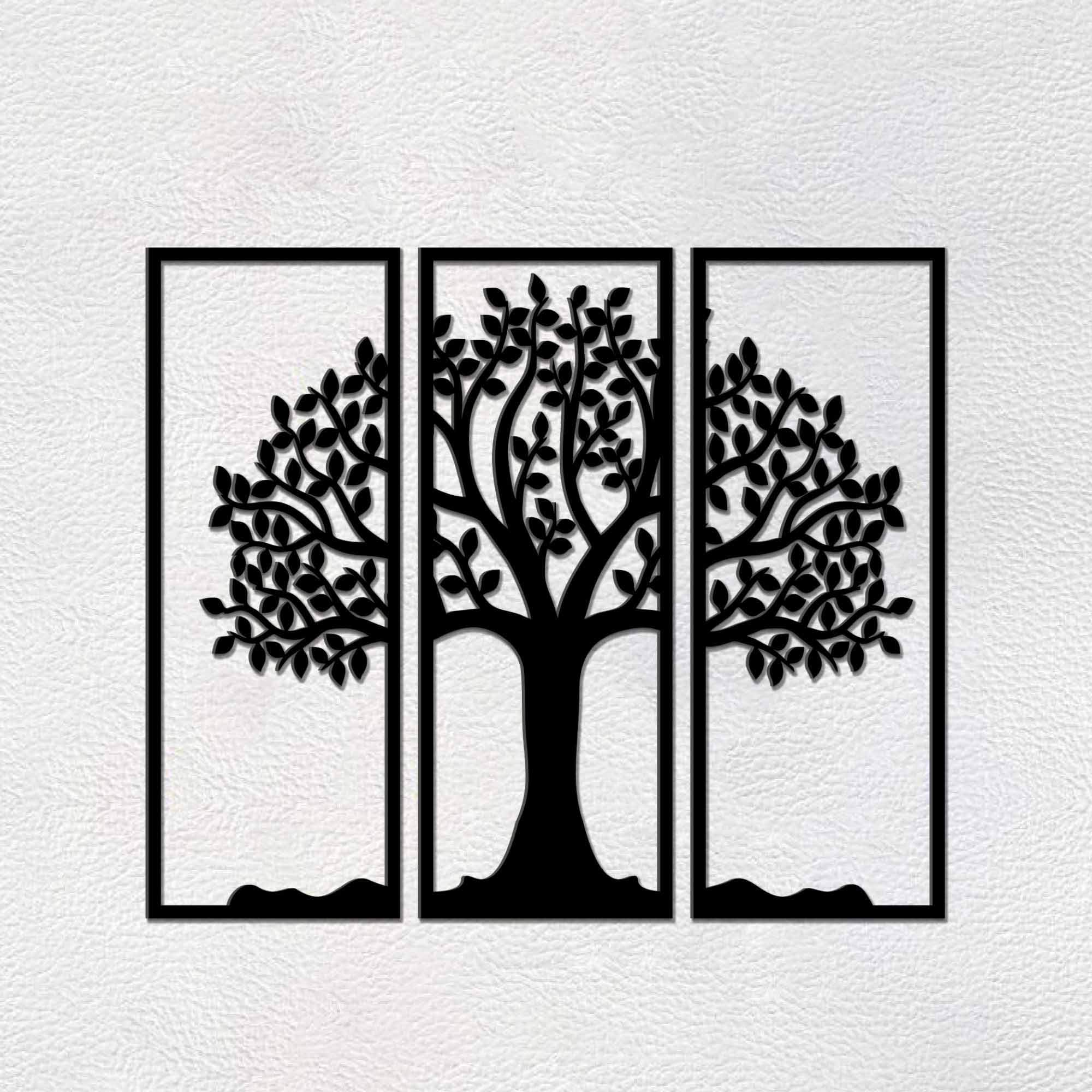 Beautiful Tree Design in 3 Pieces Premium Quality Wooden Wall Hanging - Image 6