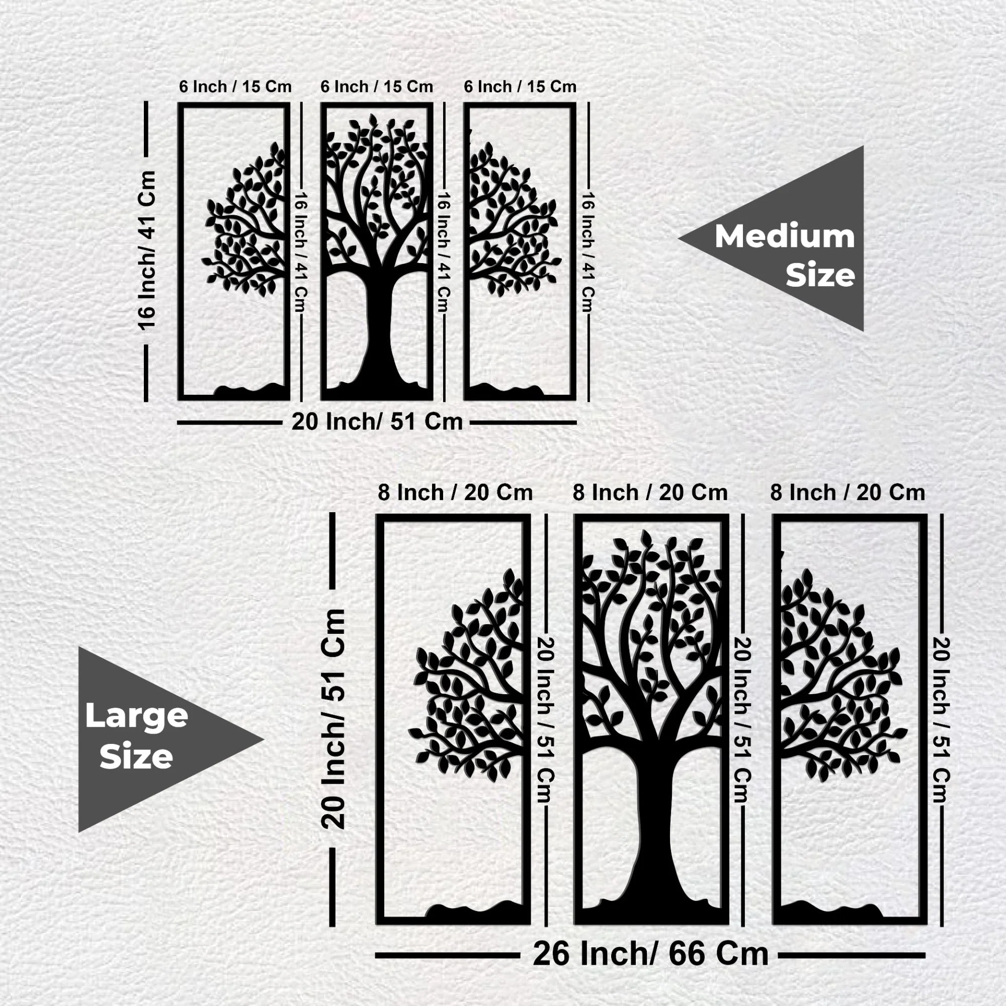 Beautiful Tree Design in 3 Pieces Premium Quality Wooden Wall Hanging - Image 7