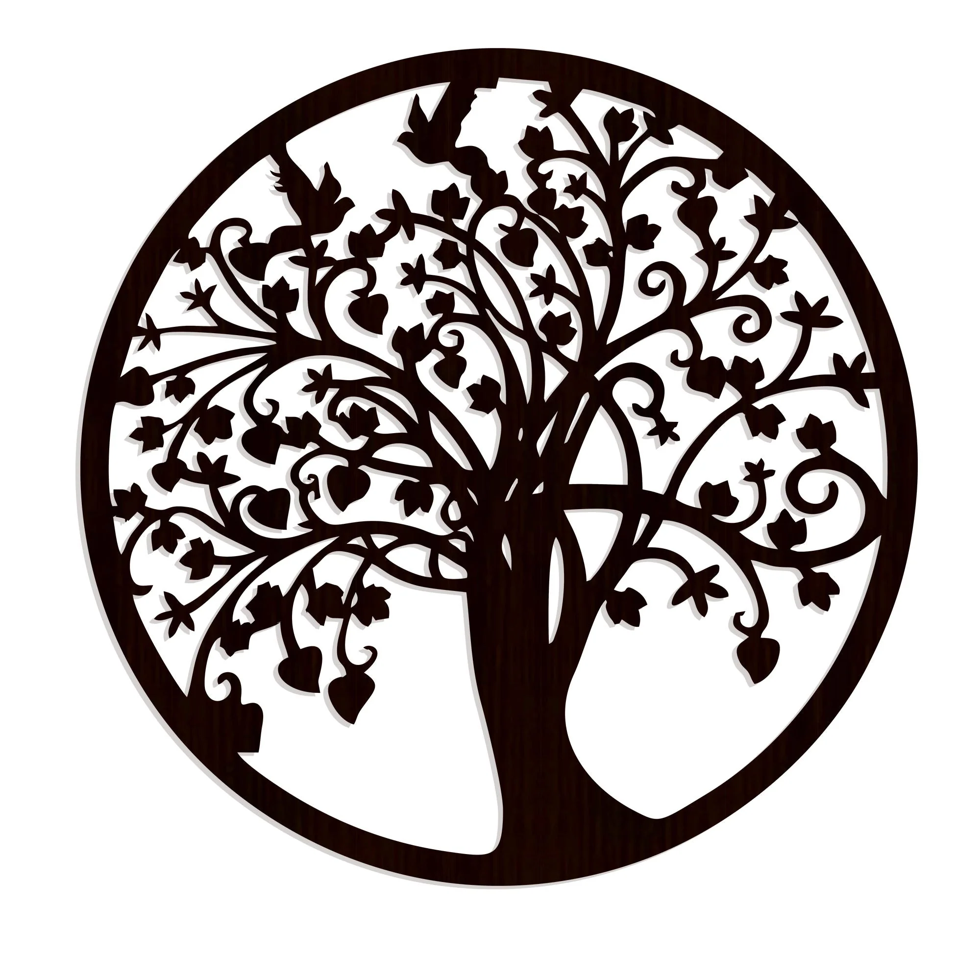 Beautiful Tree of life Round Backlit Wooden Wall Hanging with LED Night Light Walnut Finish - Image 4