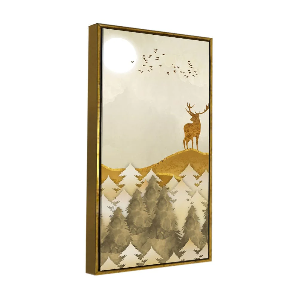 Beautiful Trees with Golden Deers Premium Canvas Wall Painting - Image 5