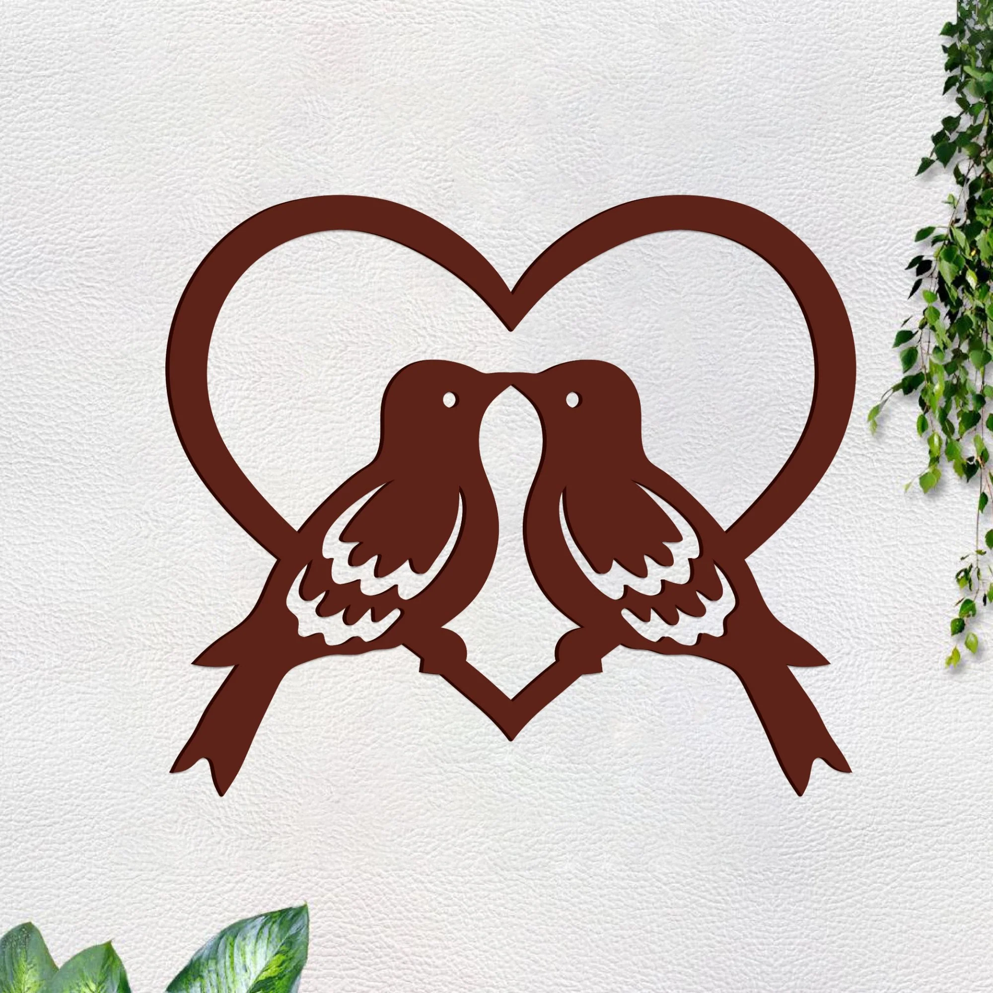 Beautiful Two Birds in Heart Design Premium Quality Wooden Wall Hanging - Image 5