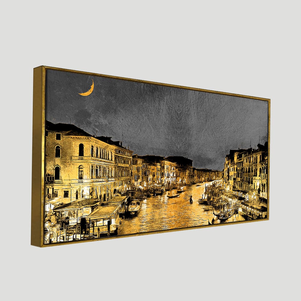 Beautiful Venice City at Night Canvas Wall Painting - Image 5