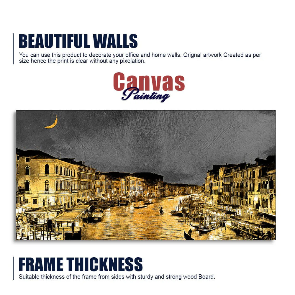 Beautiful Venice City at Night Canvas Wall Painting - Image 6