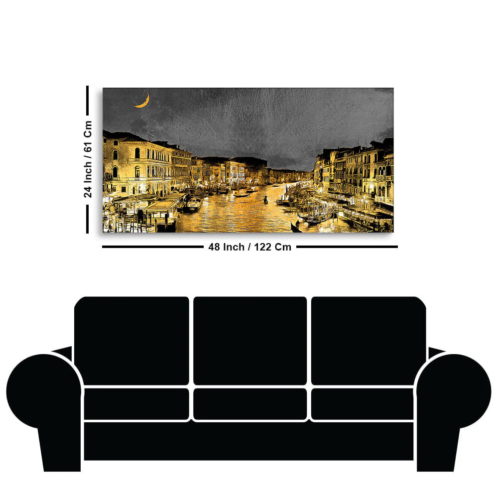 Beautiful Venice City at Night Canvas Wall Painting - Image 7