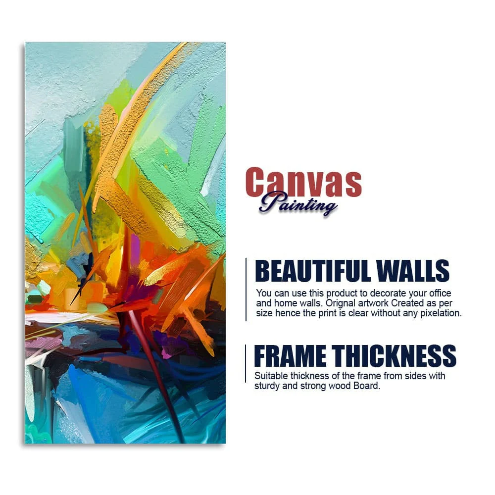 Beautiful Vibrant Color Patch Abstract Canvas Wall Painting - Image 6