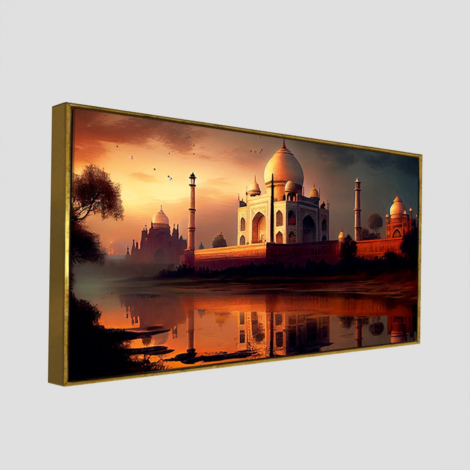 Beautiful View of Taj Mahal at Sunset Canvas Wall Painting - Image 5