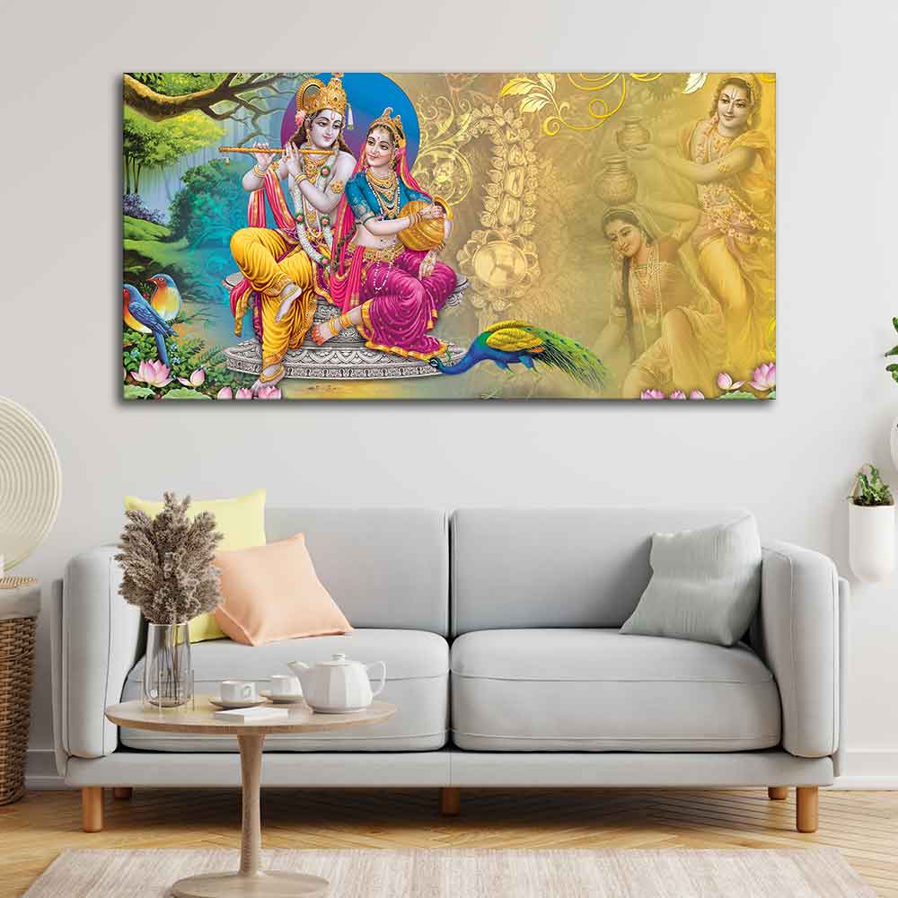 Beautiful Wall Painting of Lord Radha Krishna - Image 3