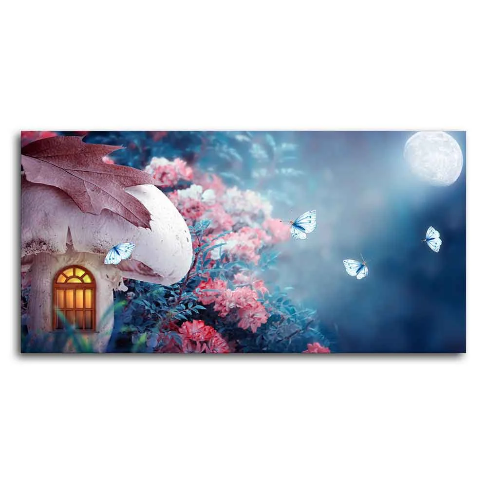 Beautiful Wall Painting of Mushroom House in Enchanted Fairy Tale Forest - Image 5