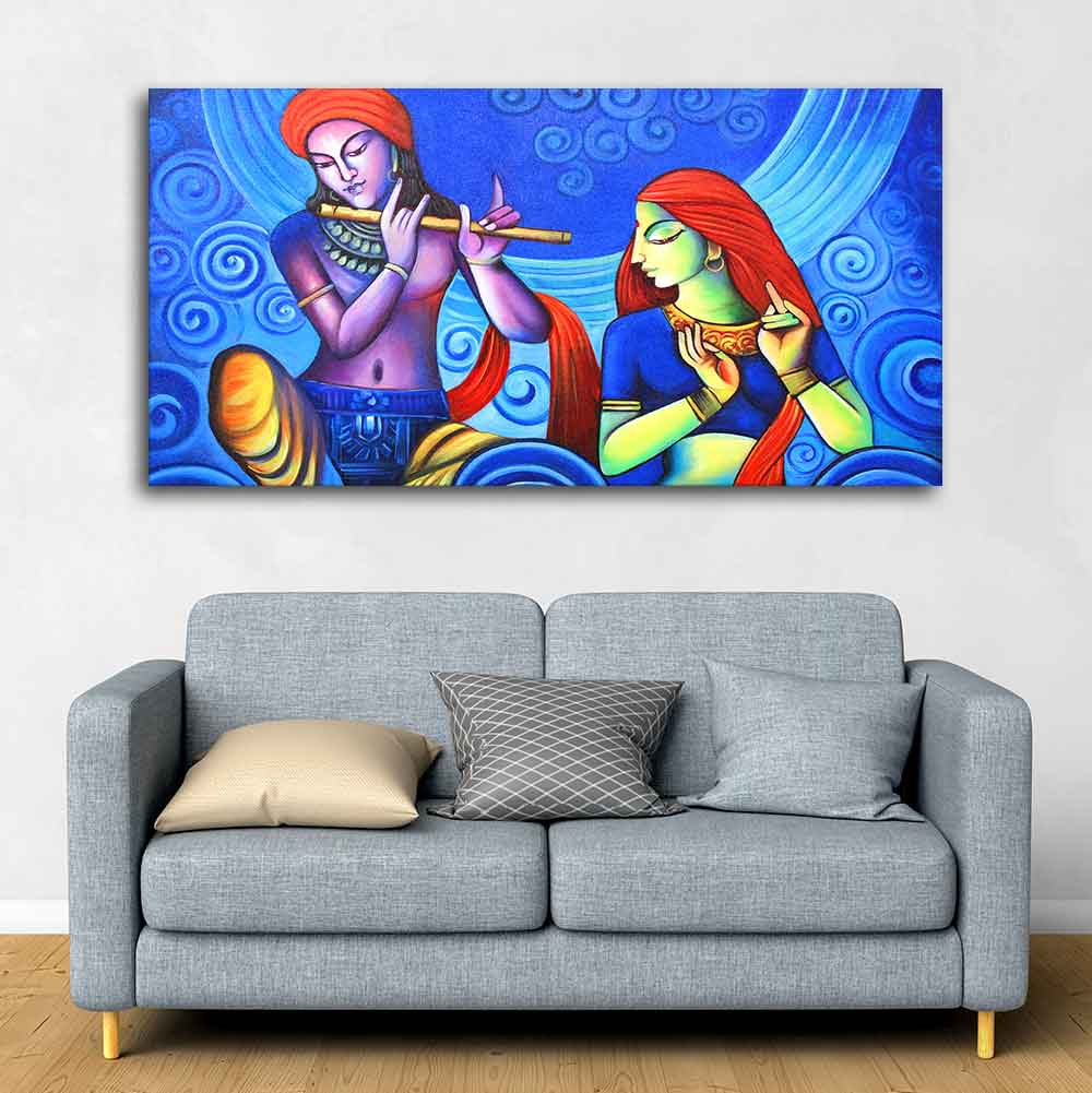 Beautiful Wall Painting of Radha Krishna - Image 2