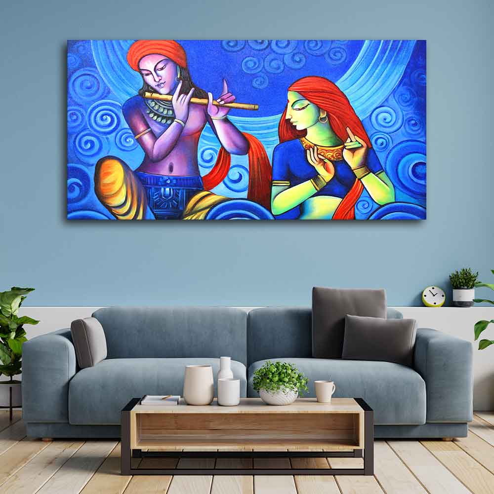 Beautiful Wall Painting of Radha Krishna - Image 4