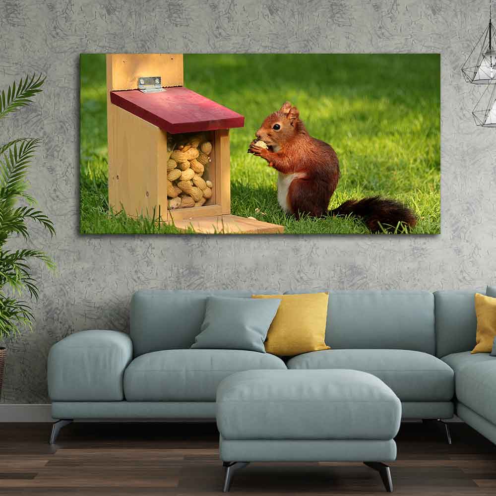 Beautiful Wall Painting of Squirrel Eating Food - Image 2