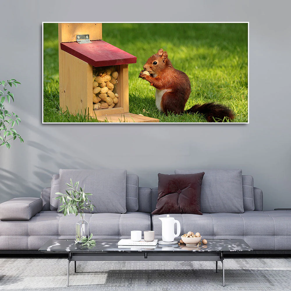 Beautiful Wall Painting of Squirrel Eating Food - Image 3