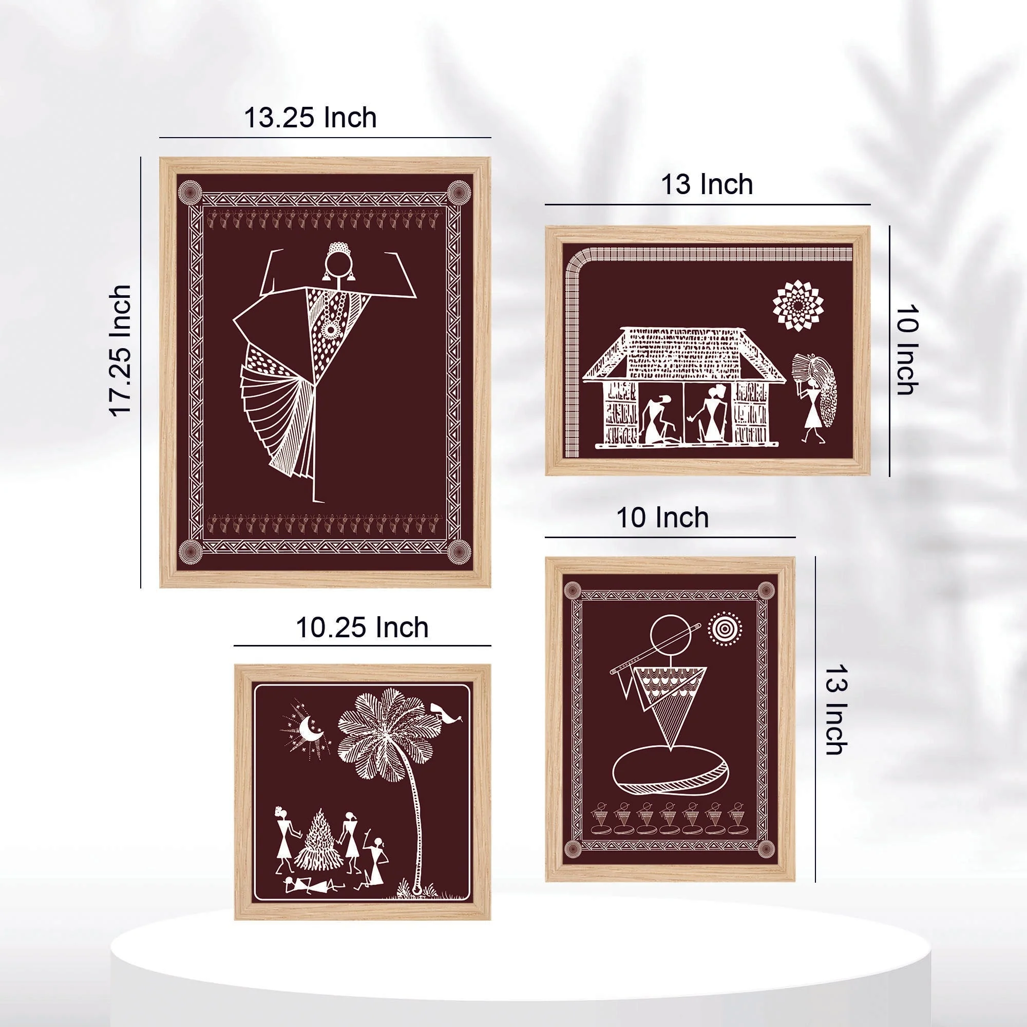 Beautiful Warli Art Indian Rural Life Wall Frame Set of Four - Image 6