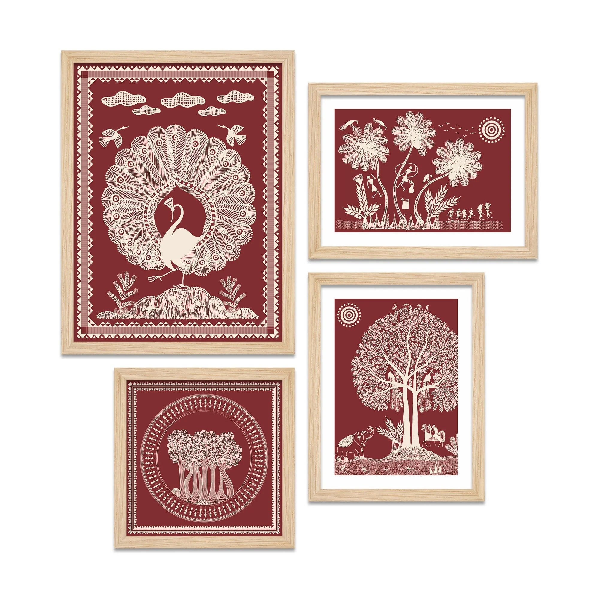 Beautiful Warli Art with Indian Rural Life Wall Frame Set of Four - Image 4