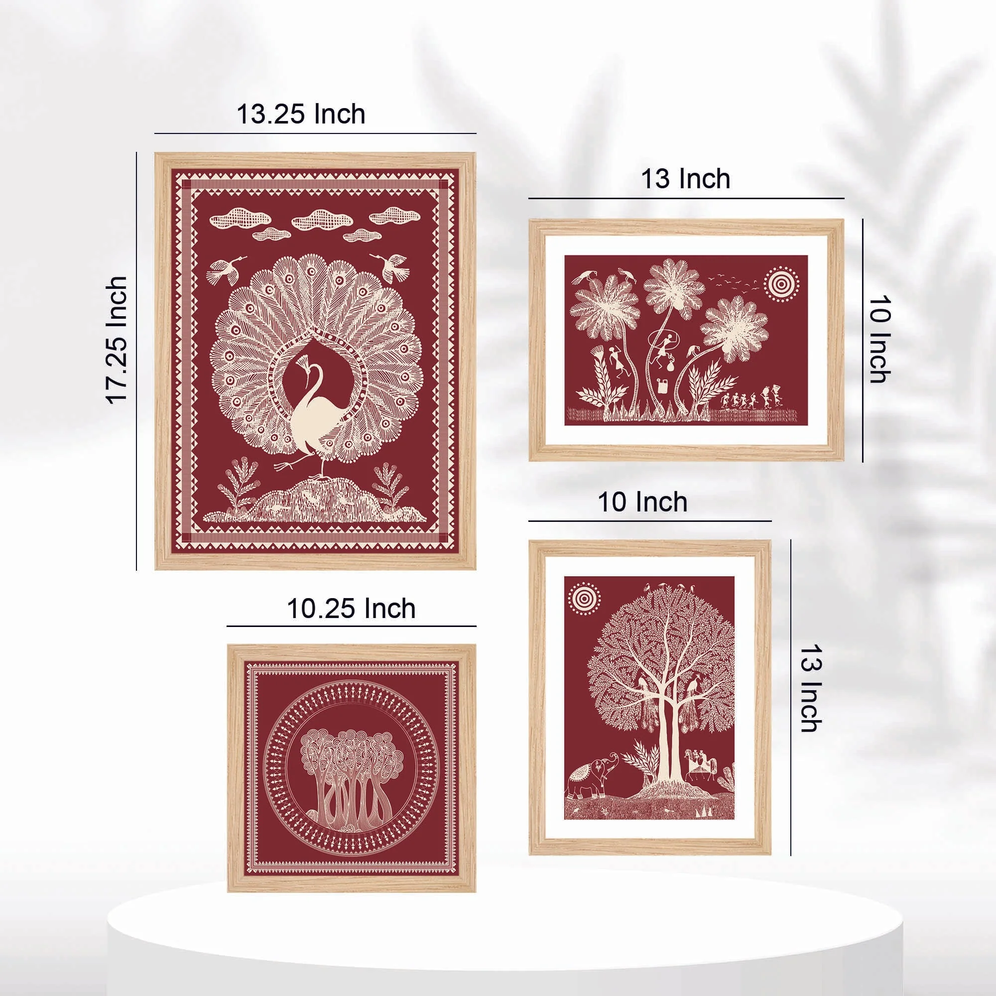 Beautiful Warli Art with Indian Rural Life Wall Frame Set of Four - Image 6