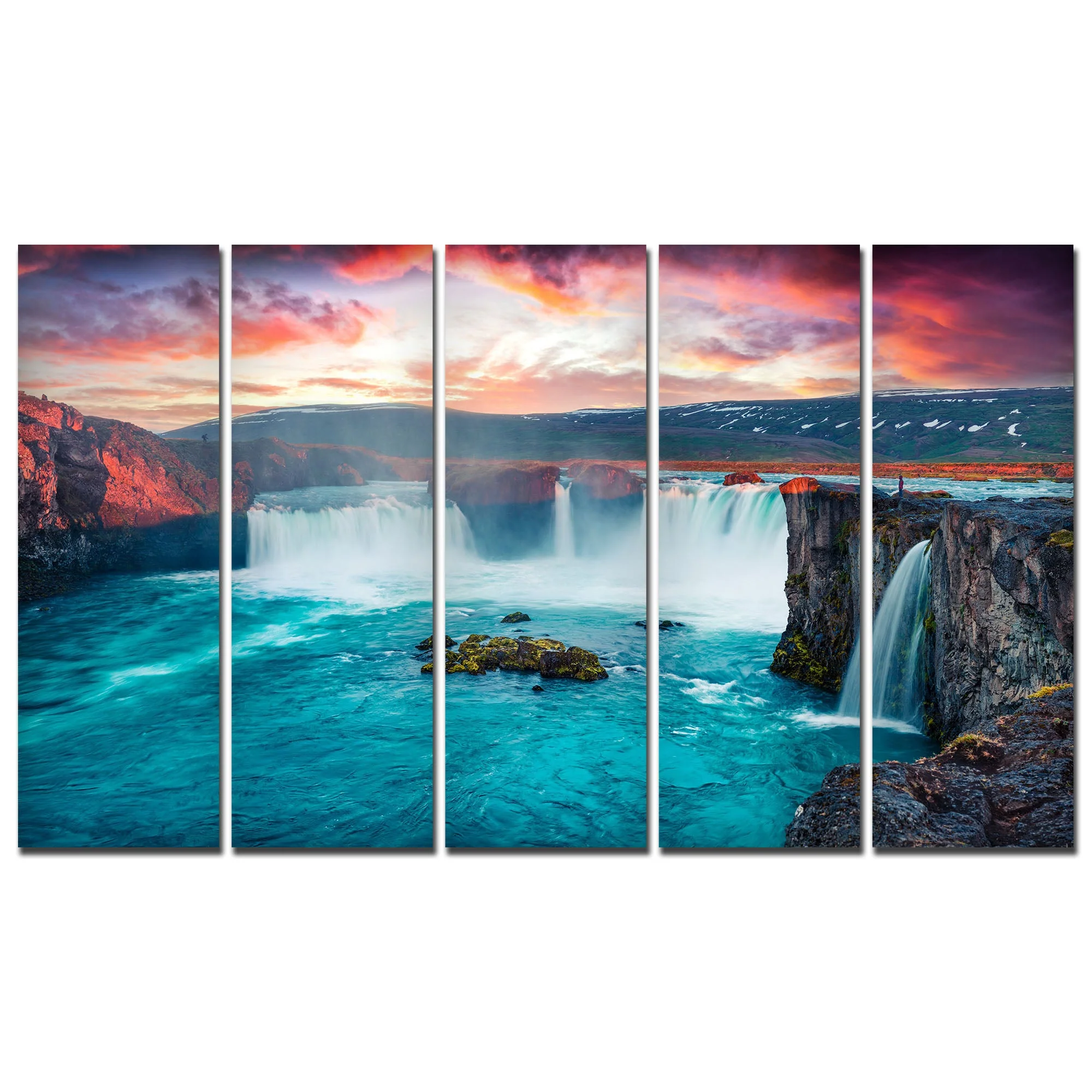 Beautiful Waterfall Canvas Wall Painting Set of Five - Image 4