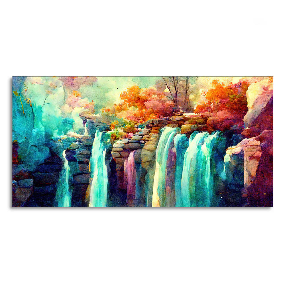 Beautiful Waterfall Scenery Canvas Wall Painting - Image 4