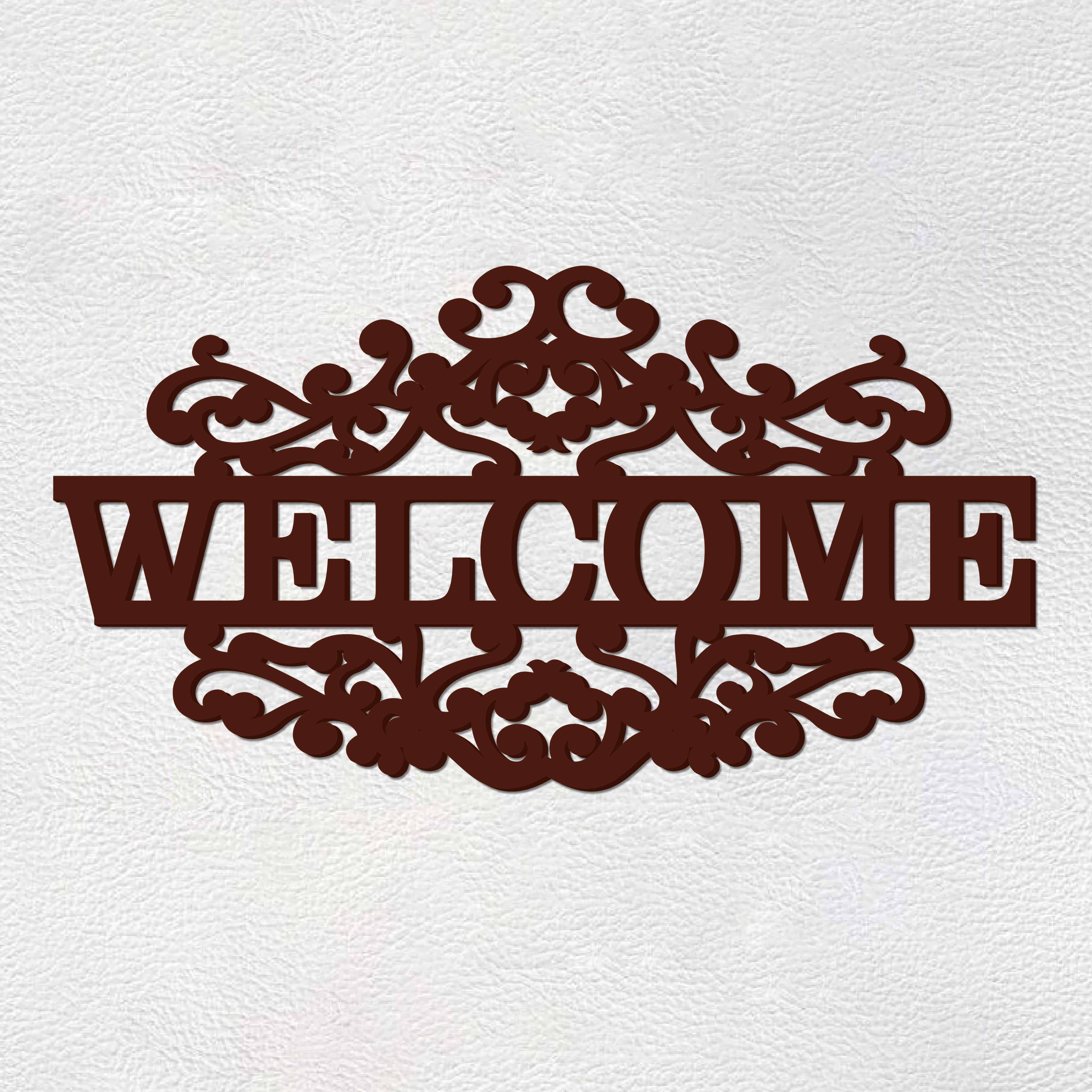 Beautiful Welcome in Mahogany Brown Color Design Wooden Wall Hanging - Image 7