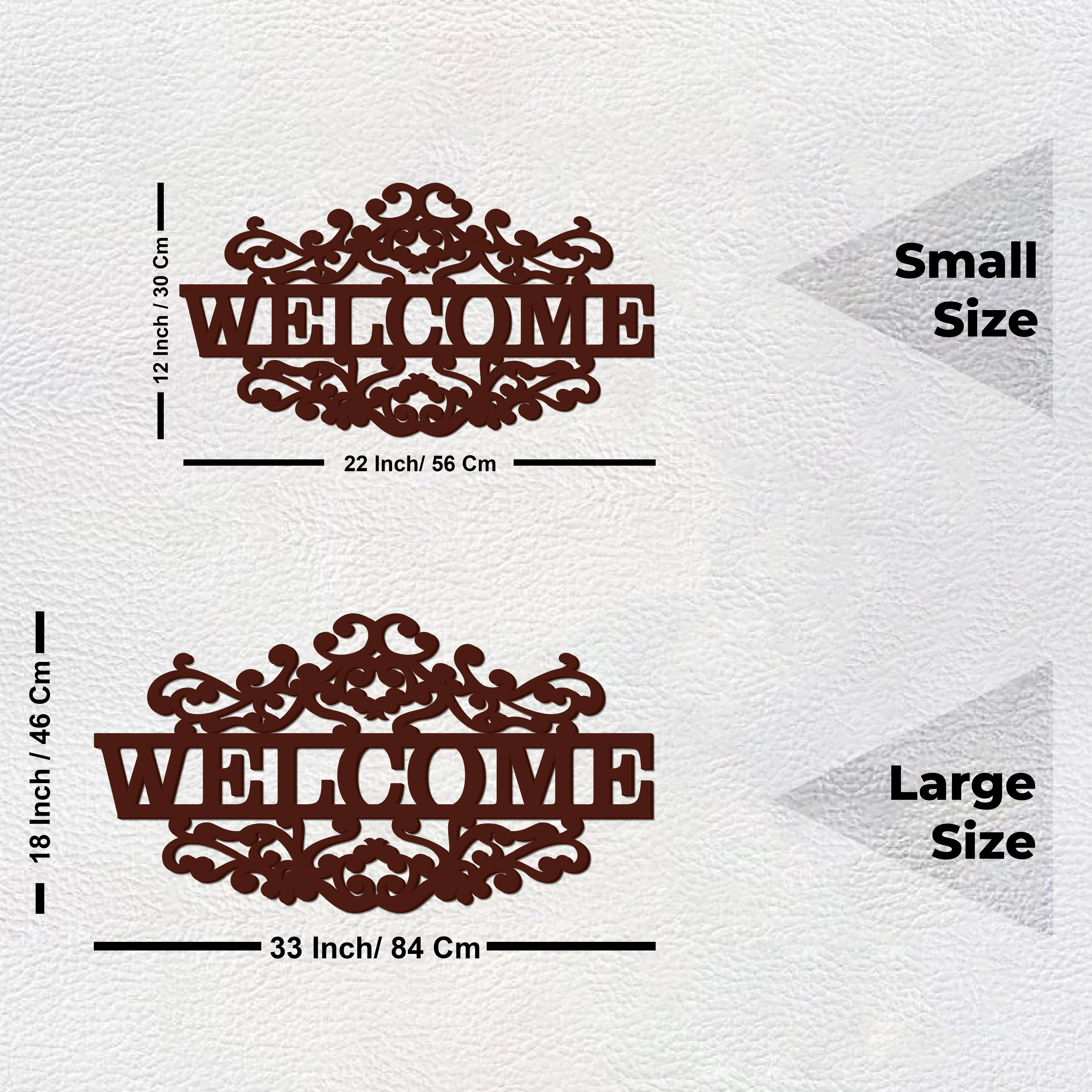 Beautiful Welcome in Mahogany Brown Color Design Wooden Wall Hanging - Image 8