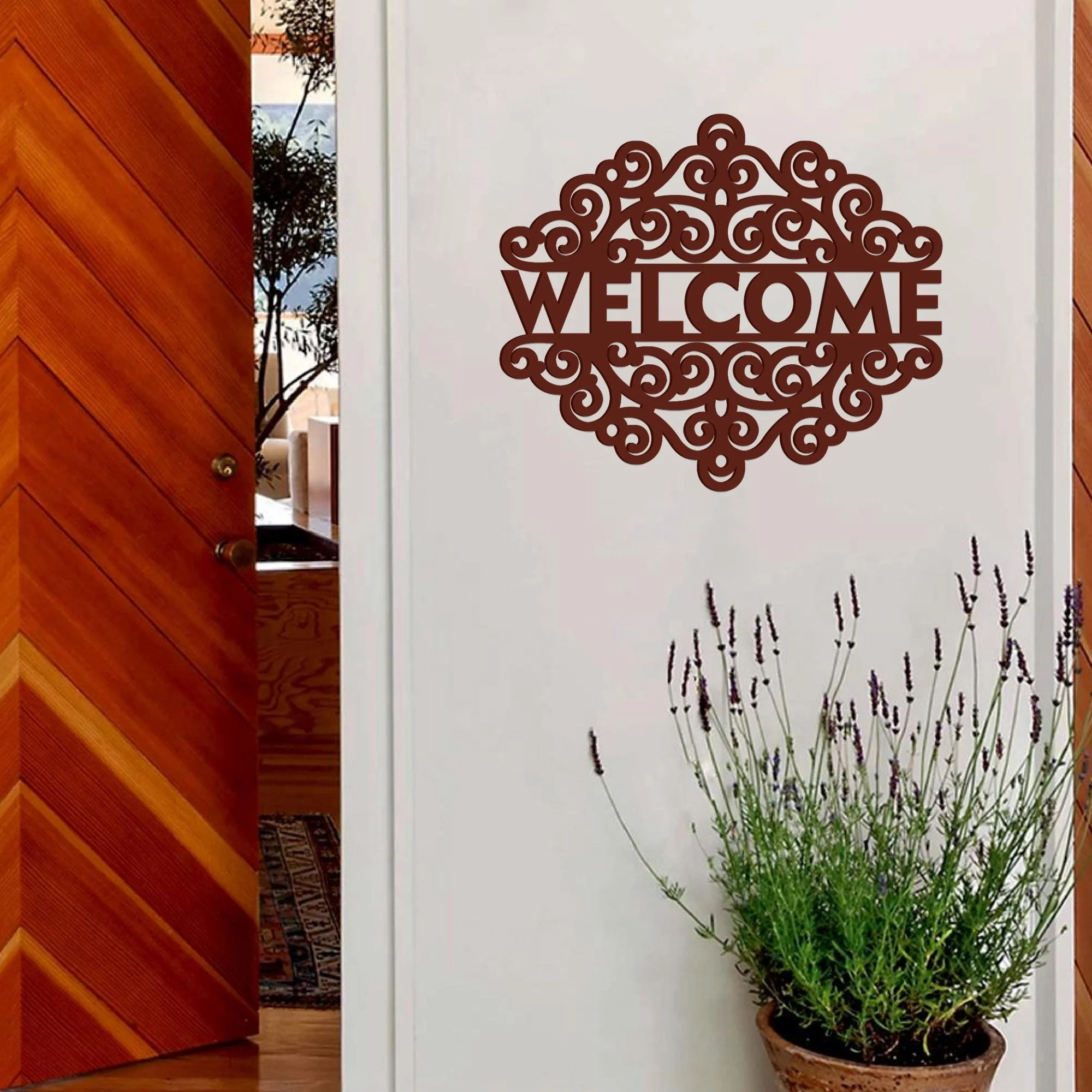 Beautiful Welcome Text Design Premium Quality Wooden Wall Hanging - Image 2