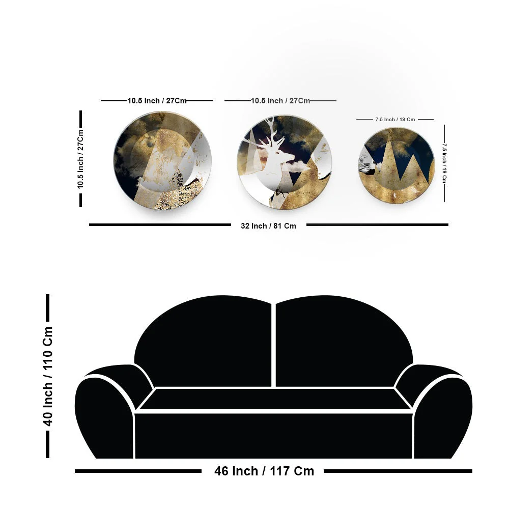 Beautiful White Deer Textured Art Wall Plates Set of Three - Image 4