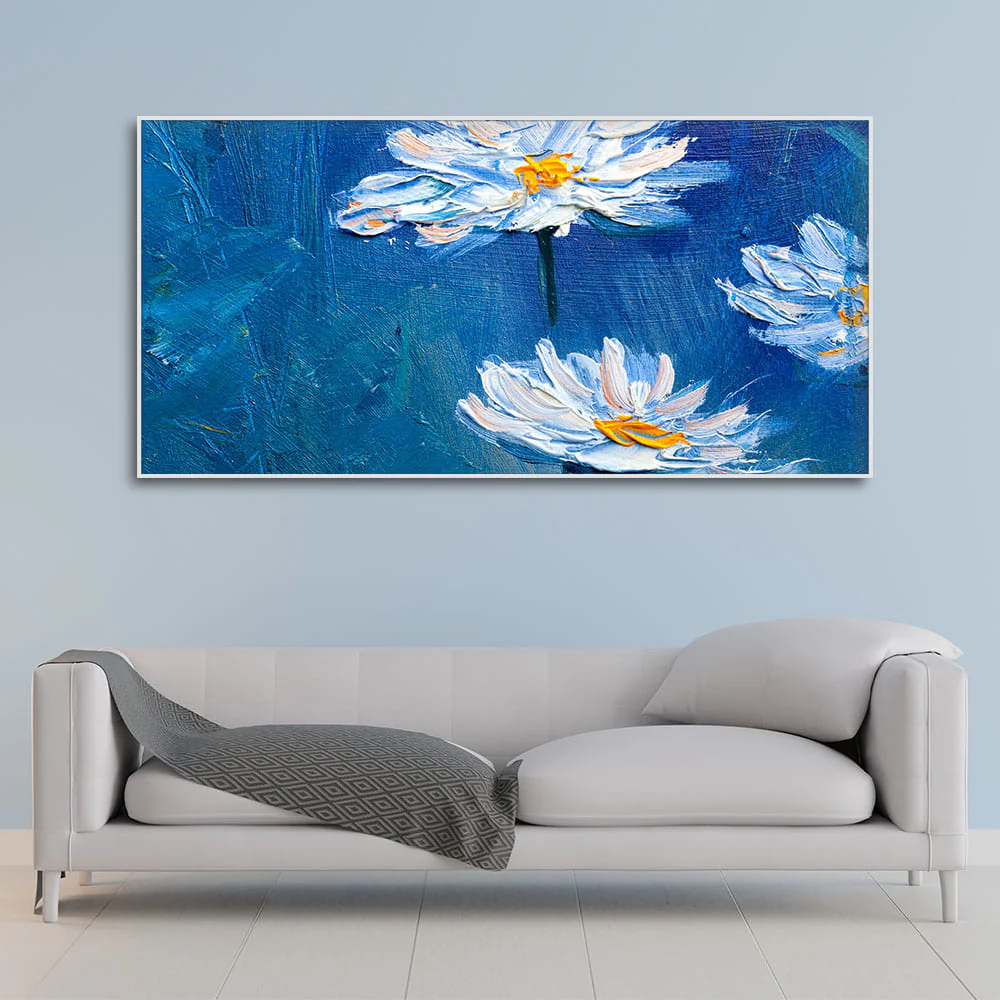 Beautiful White Flower Modern Design Premium Canvas Wall Painting - Image 3