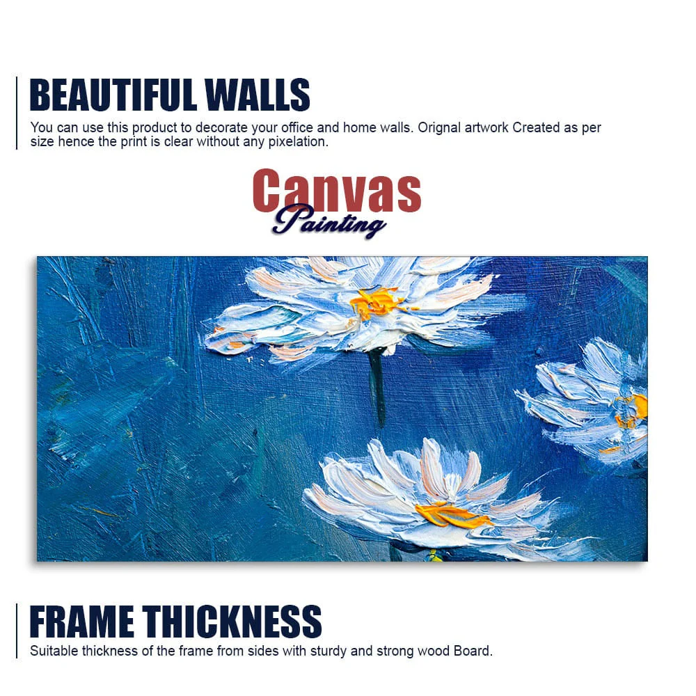 Beautiful White Flower Modern Design Premium Canvas Wall Painting - Image 6