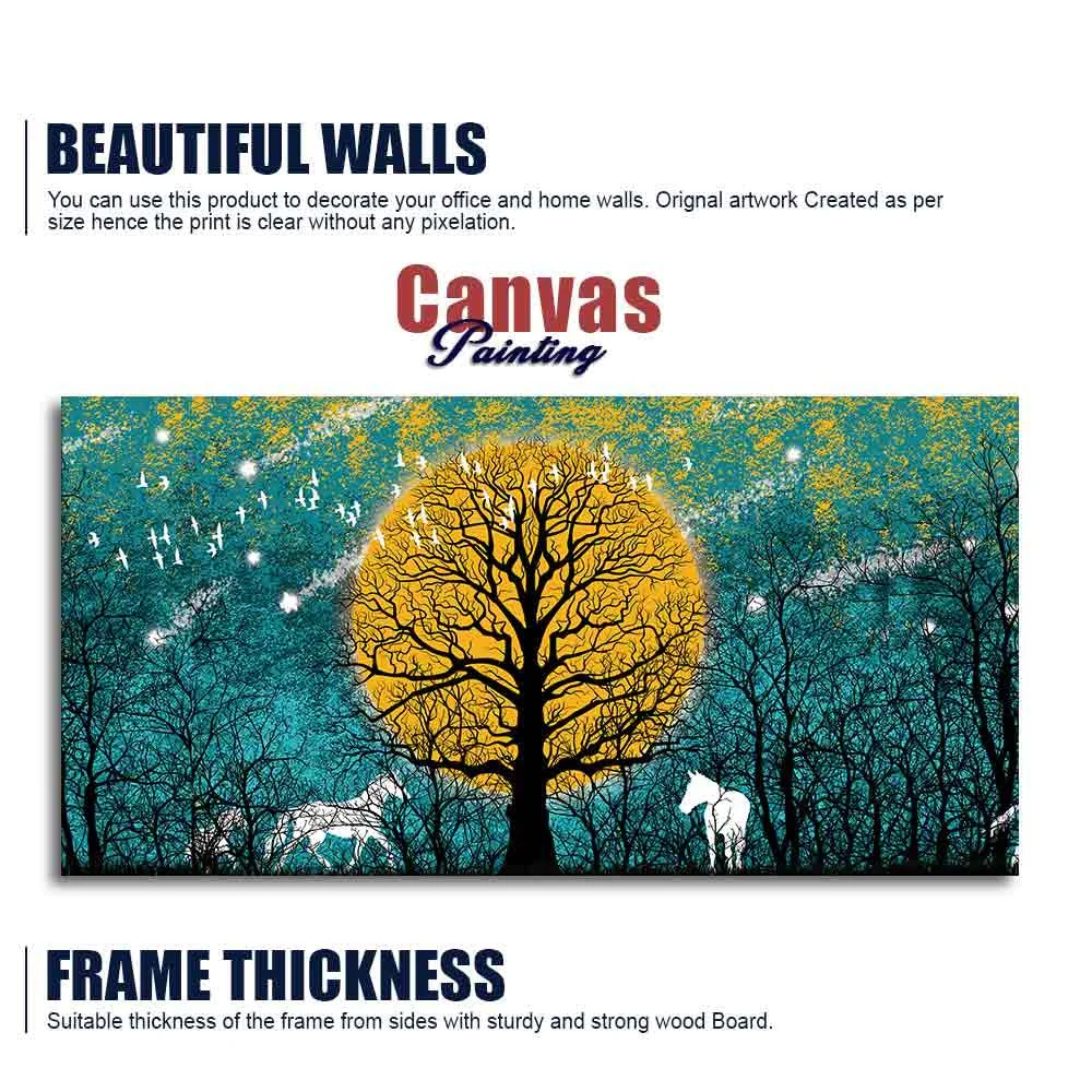 Beautiful White Horses in Forest Premium Wall Painting - Image 6