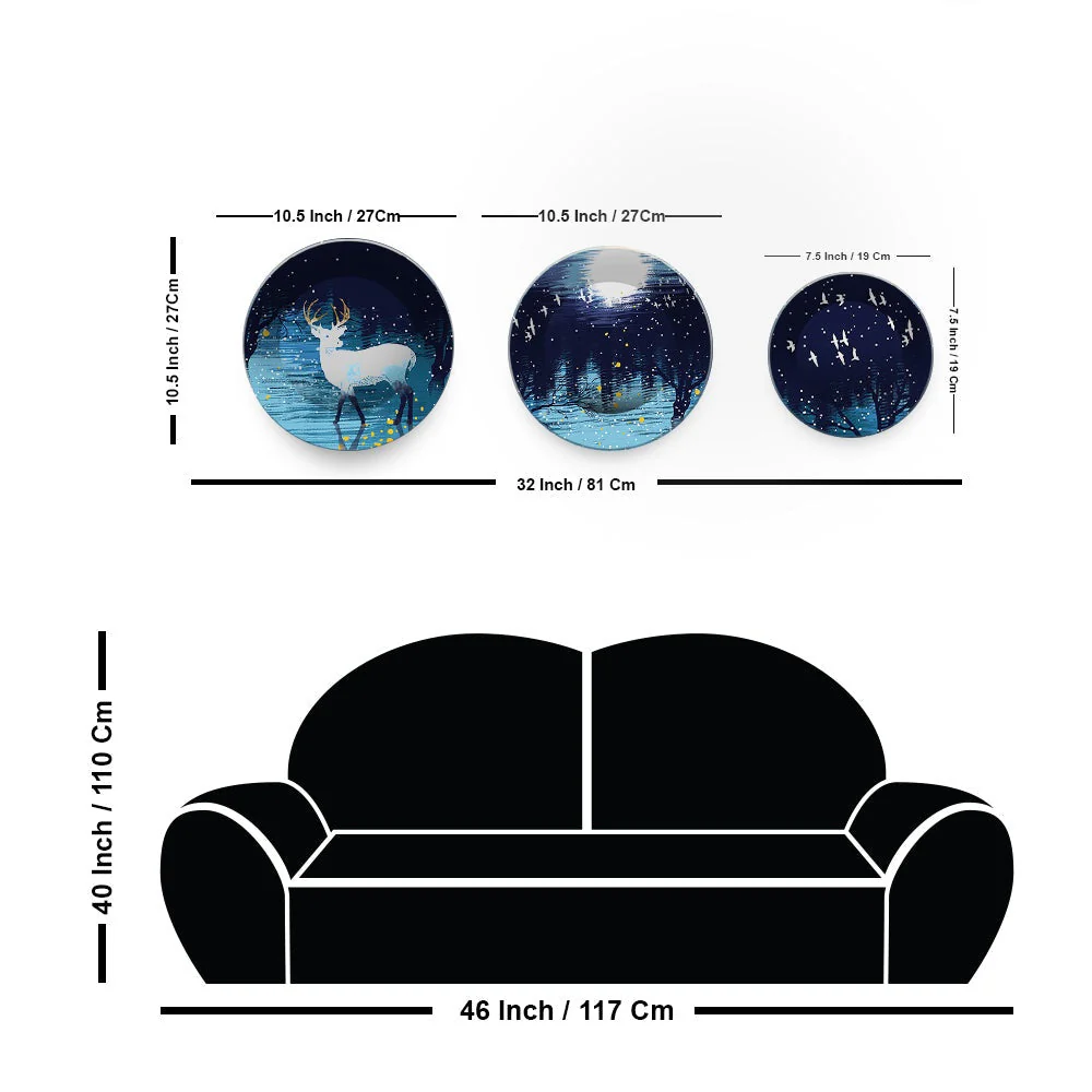Beautiful Winter Season with Deer Scenery Wall Plates Set of 3 - Image 6