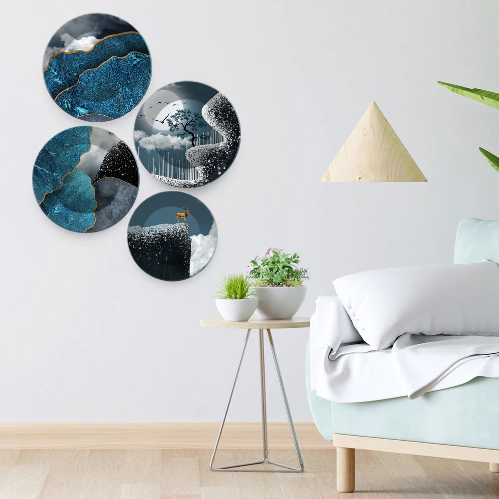 Beautiful Winter Season with Deer Scenery Wall Plates Set of 4 - Image 2