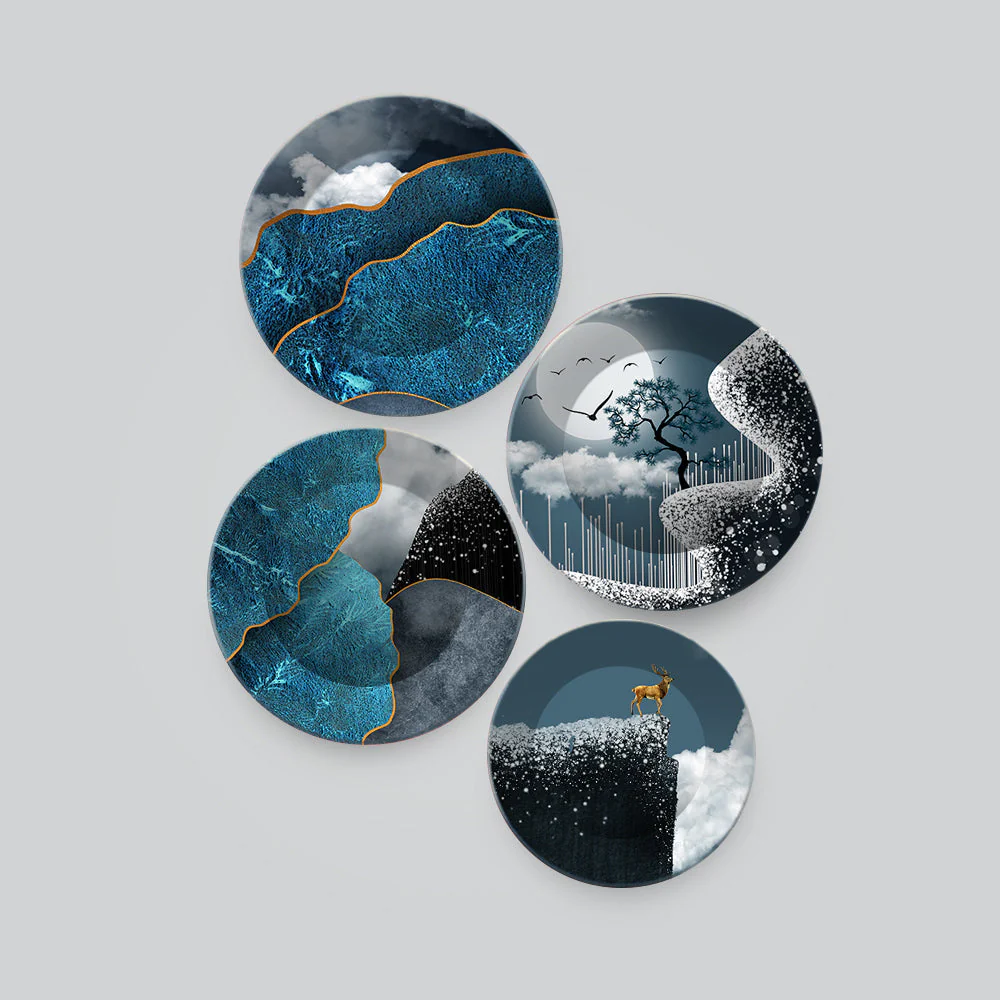 Beautiful Winter Season with Deer Scenery Wall Plates Set of 4 - Image 4