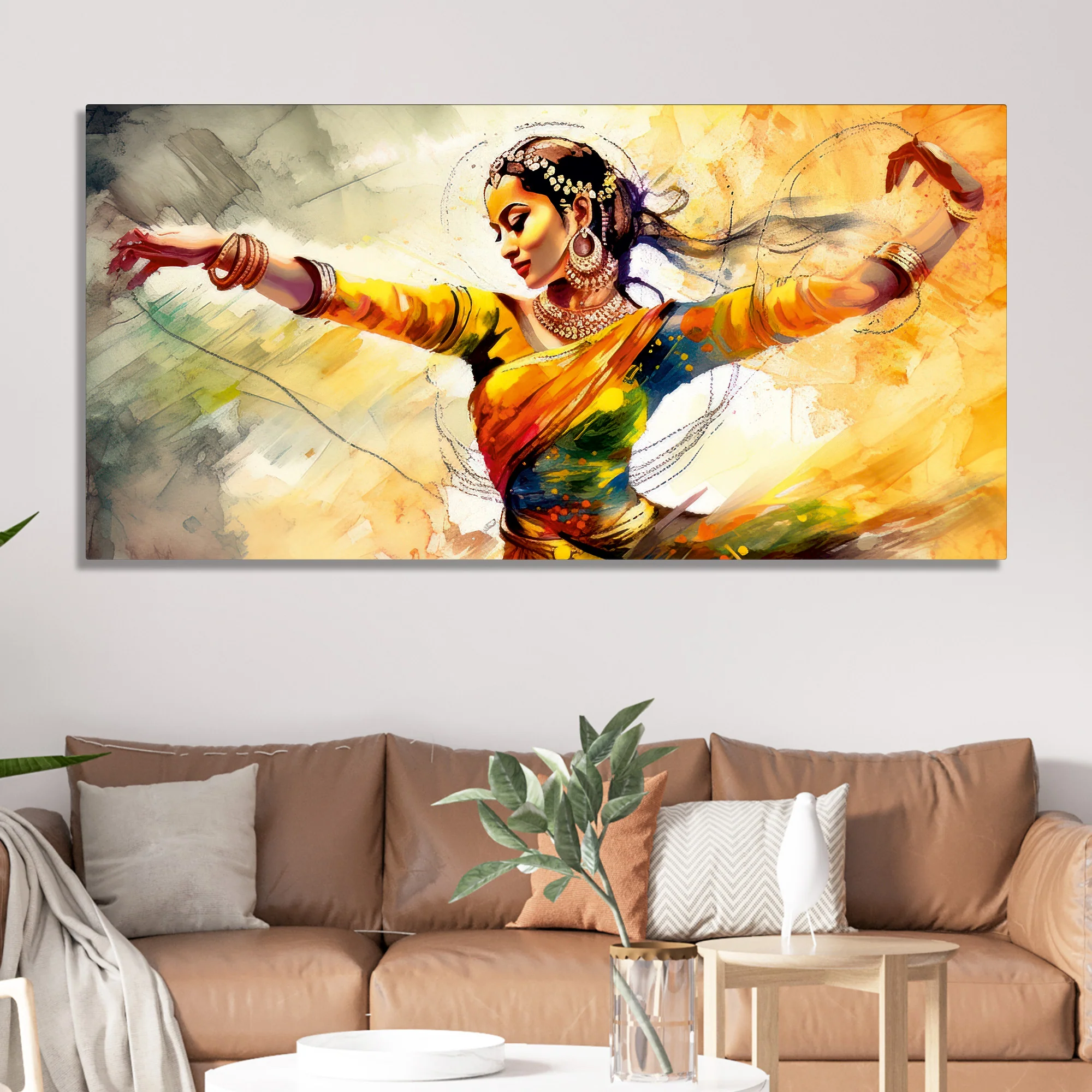Beautiful Woman Dancing in Traditional Style Canvas Wall Painitng - Image 3