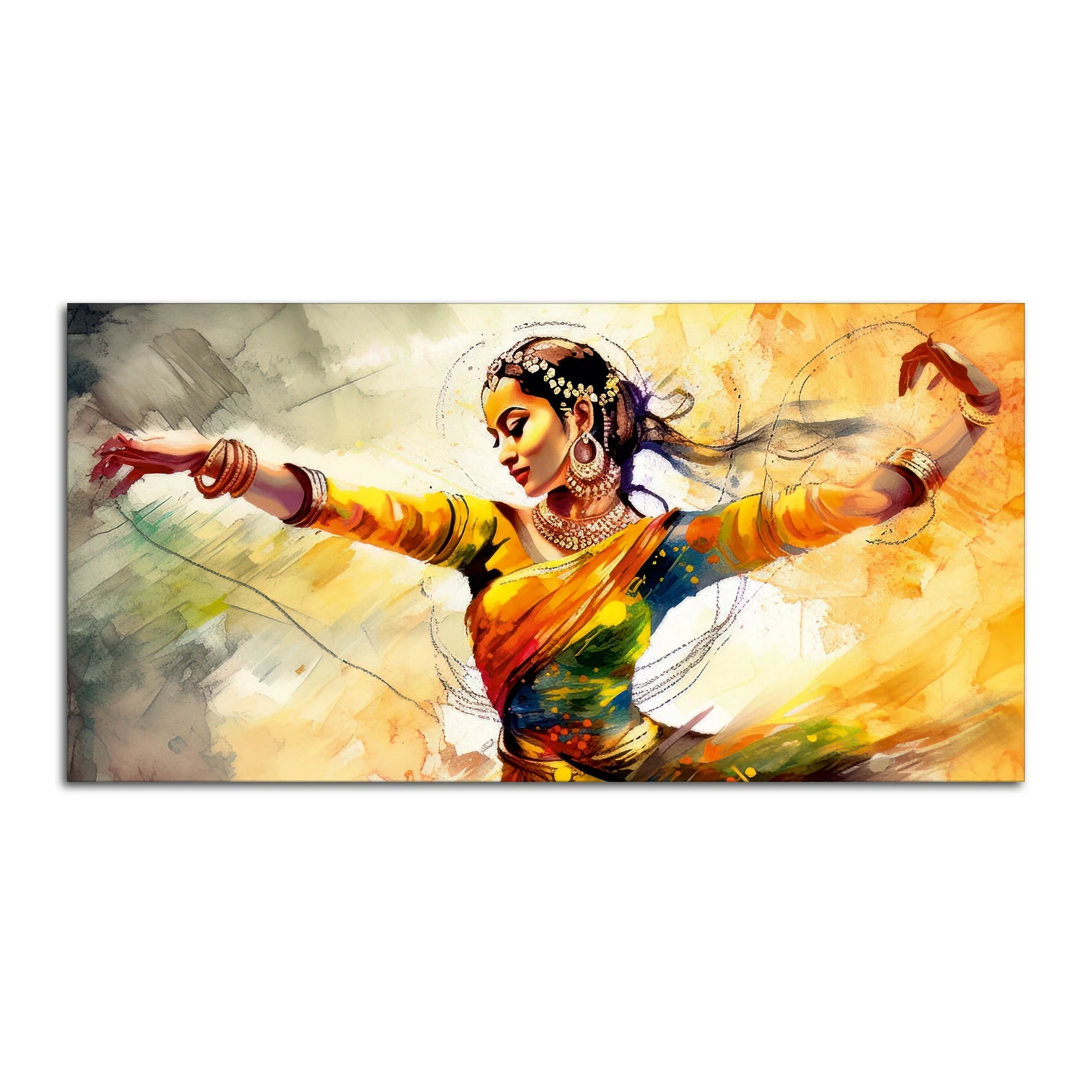 Beautiful Woman Dancing in Traditional Style Canvas Wall Painitng - Image 4