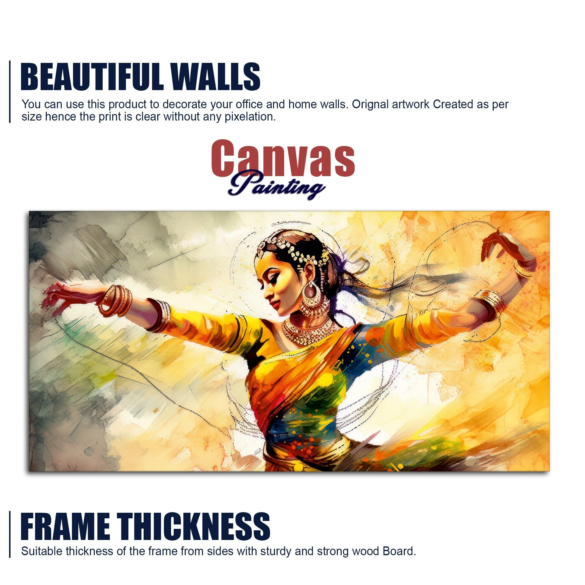 Beautiful Woman Dancing in Traditional Style Canvas Wall Painitng - Image 6