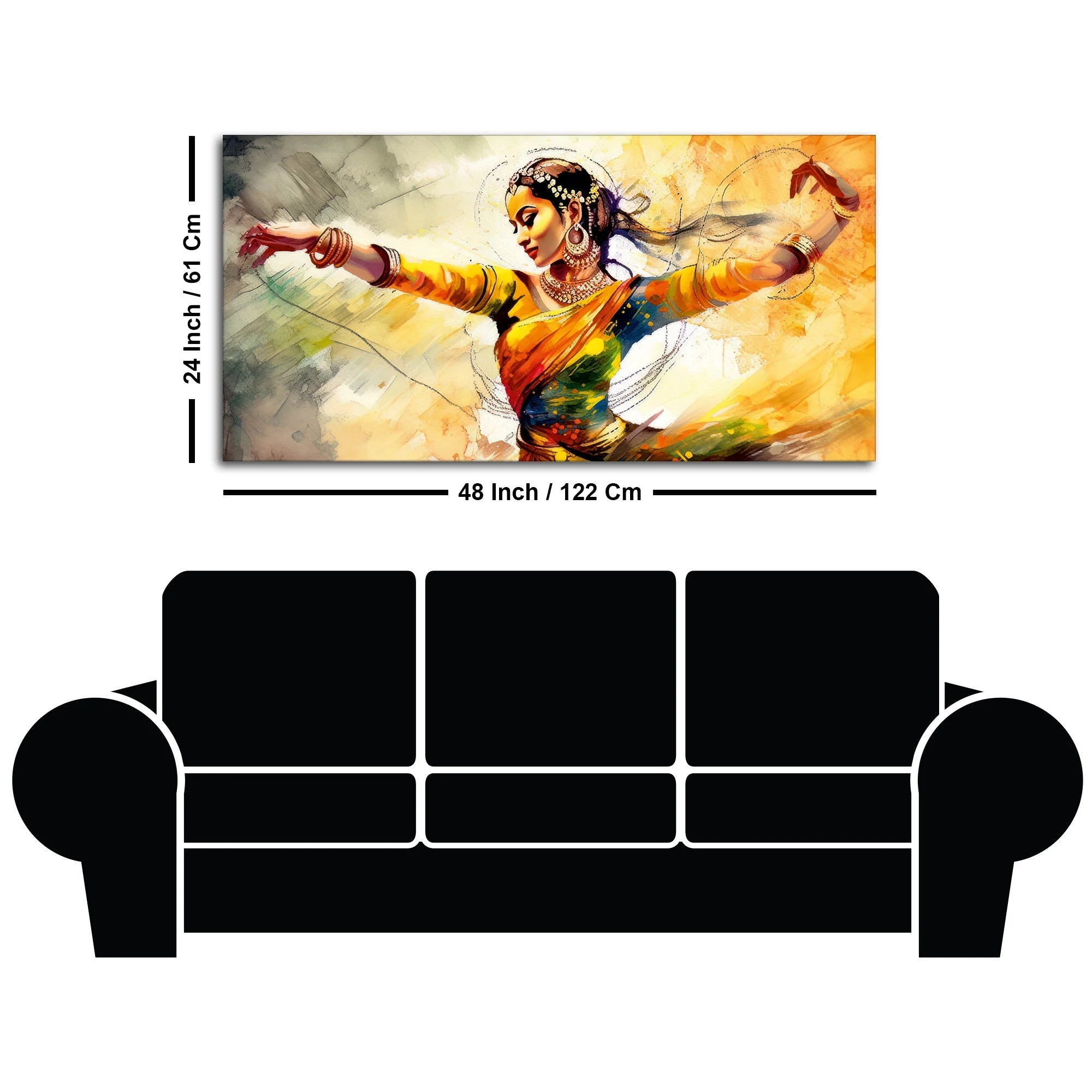 Beautiful Woman Dancing in Traditional Style Canvas Wall Painitng - Image 7