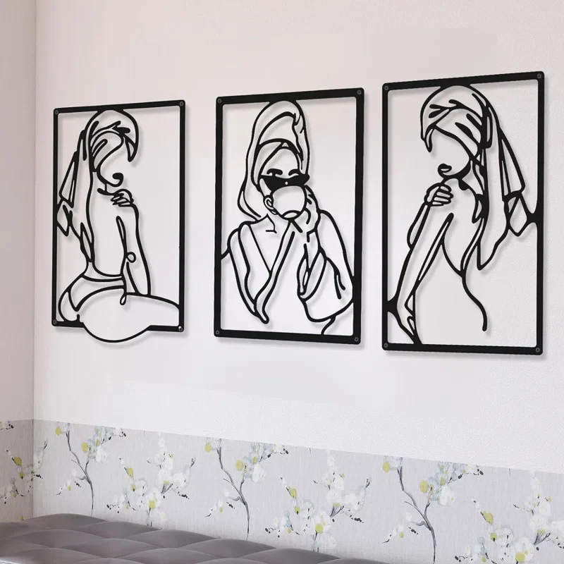 Beautiful Women Silhouette Line Metal Art Frames Wall Decor - Image 3