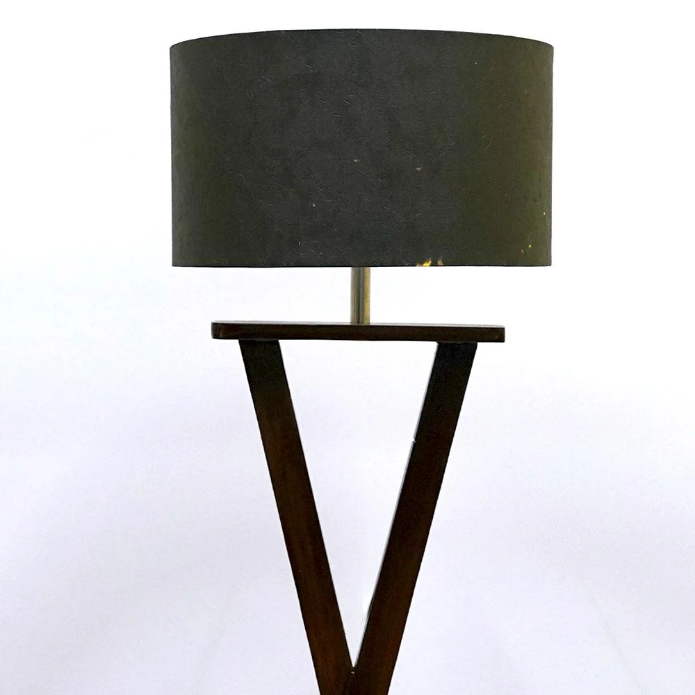 Beautiful Wooden Floor Lamp With Delight Crossed Stand For Living Room, Bedroom - Image 4