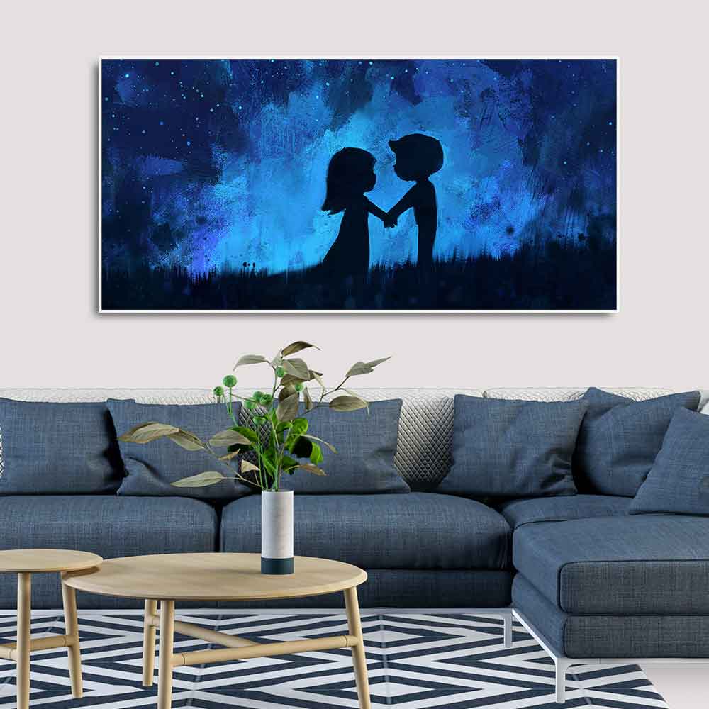 Beautiful Young Couple in Love Holding Hands Canvas Wall Painting - Image 3
