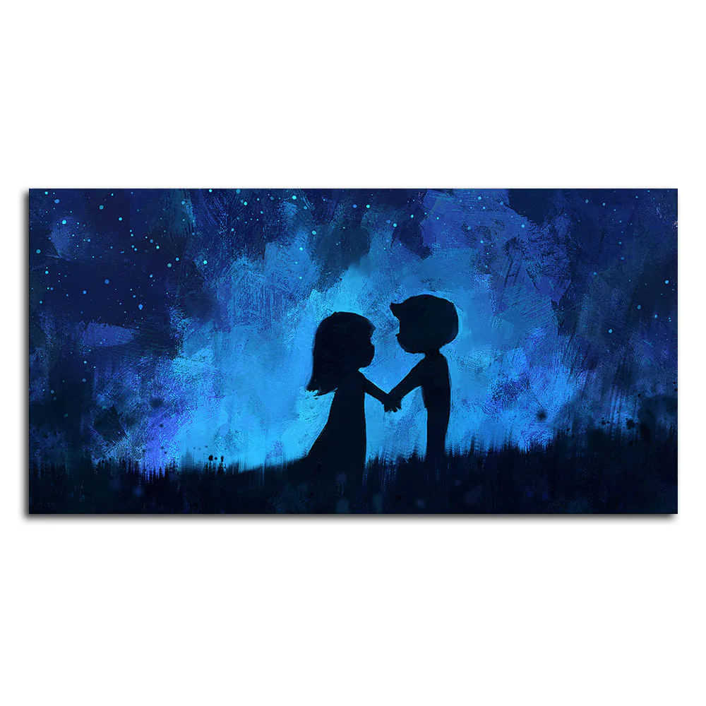 Beautiful Young Couple in Love Holding Hands Canvas Wall Painting - Image 4