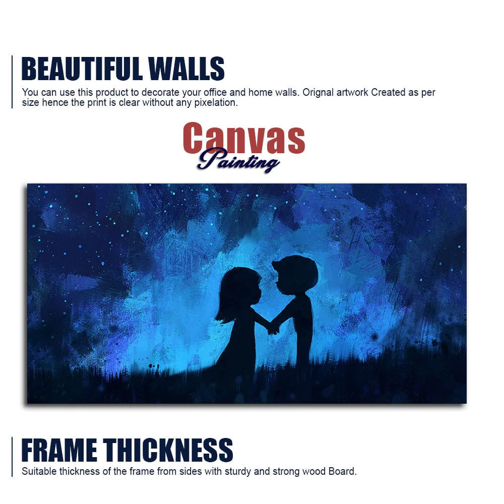Beautiful Young Couple in Love Holding Hands Canvas Wall Painting - Image 6