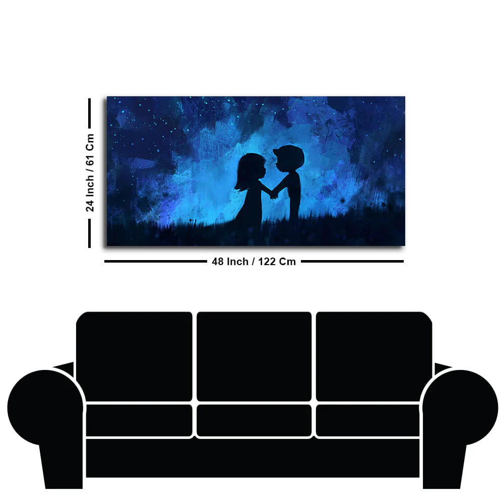 Beautiful Young Couple in Love Holding Hands Canvas Wall Painting - Image 7