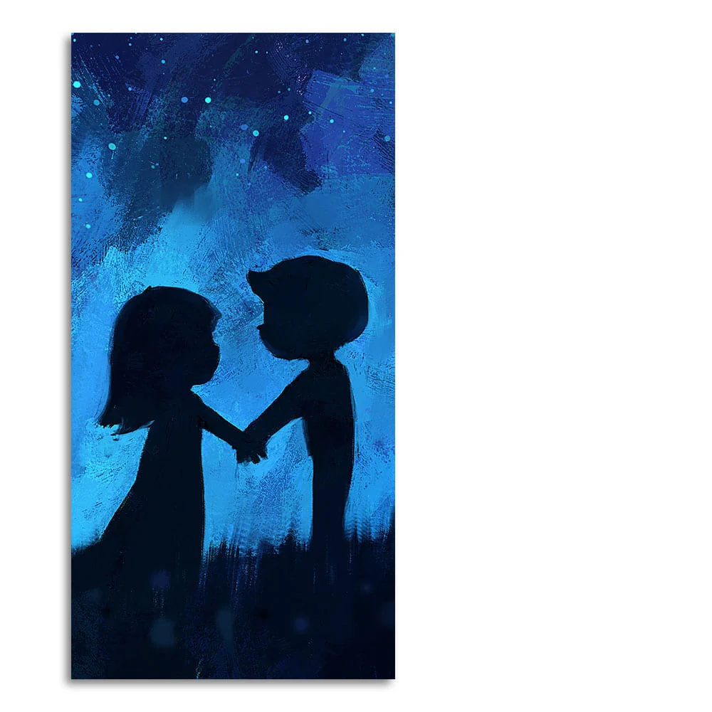 Beautiful Young Couple in Love Holding Hands Premium Canvas Wall Painting - Image 4